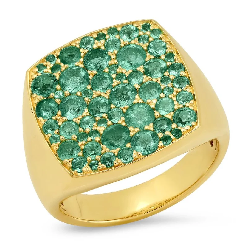 women’s intricate rings-Emerald Cushion Signet Ring