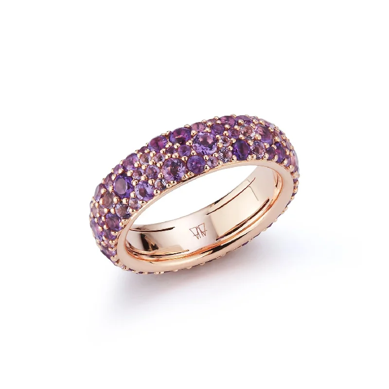 women’s statement rings-Gemstone or Champagne Diamond Eternity Band Ring