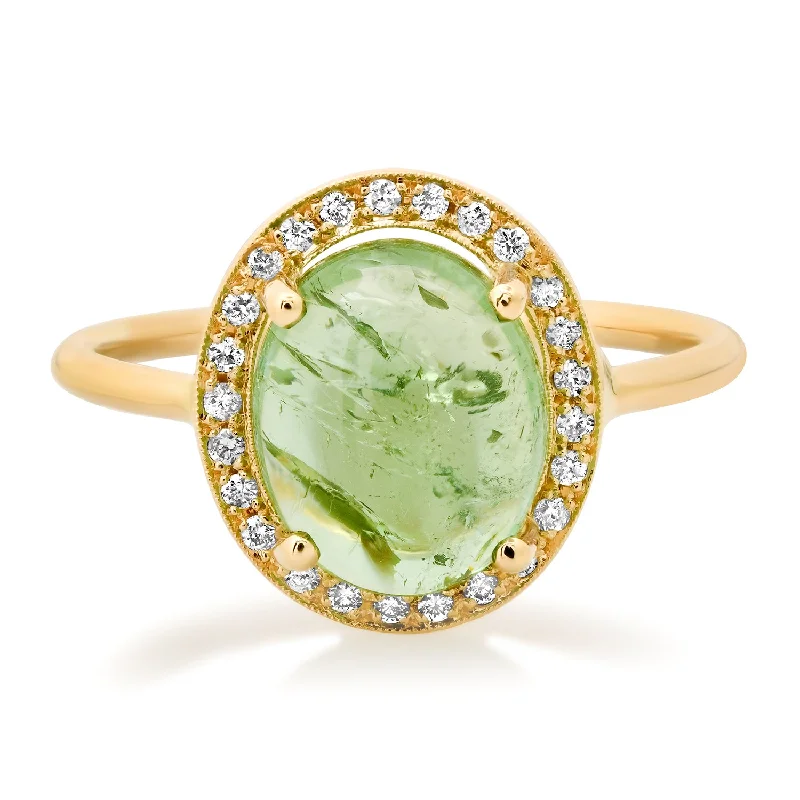 women’s delicate rings-Diamond Halo Gemstone Signet Ring