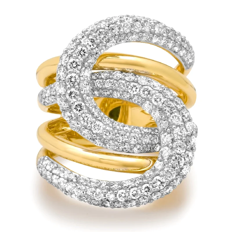 diamond engagement rings for women-The Big Diamond & Gold Swirl Statement Ring