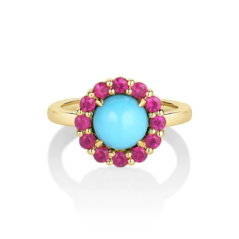 women’s fashion engagement rings-Turquoise & Pink Sapphire Dolly Ring