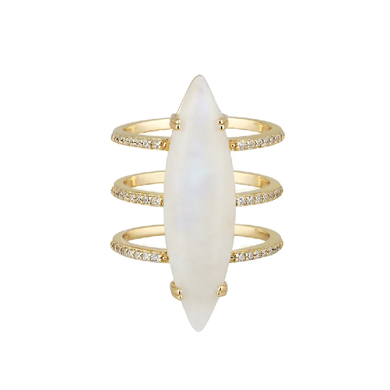 women’s handmade rings-14k Gold Vermeil Moonstone Marquis Ring