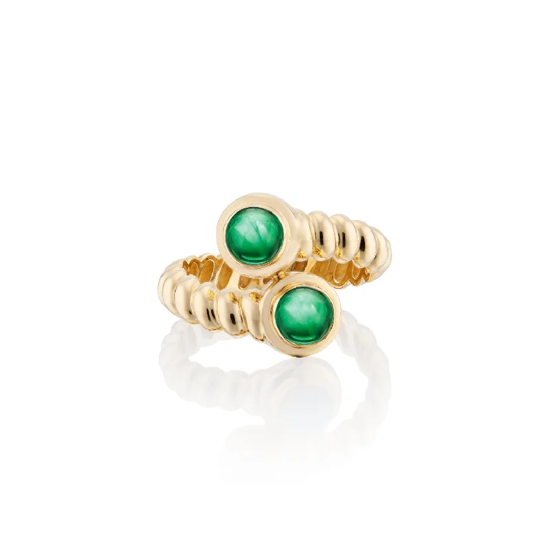 women’s modern engagement rings-Eden Moi & Toi Ring with Emeralds