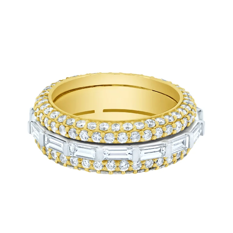 women’s handmade rings-Baguette Diamond Spinner Stacking Ring