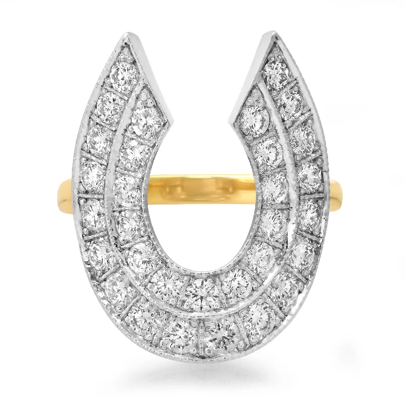 women’s white diamond rings-Rich Strike Diamond Horseshoe Statement Ring