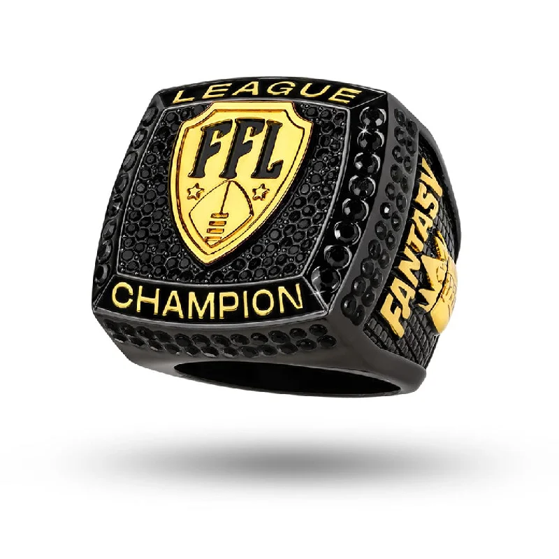 women’s emerald rings-FFL Stunna Ring - Black/Gold