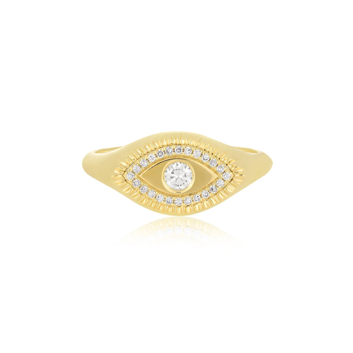 women’s vintage-inspired rings-Gold & Diamond Evil Eye Protection Ring