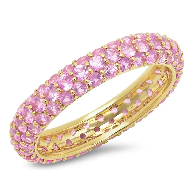 women’s modern engagement rings-Gemstone Pave Domed Ring