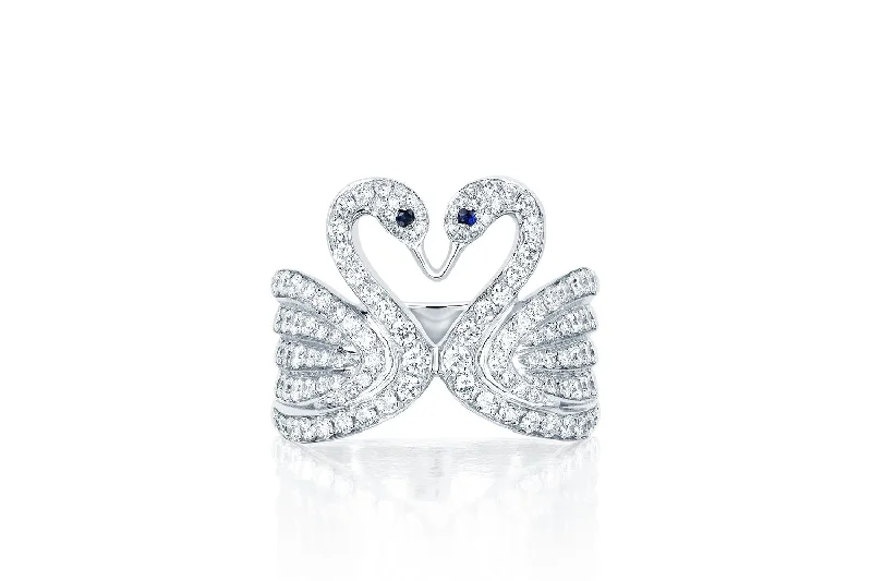 women’s classic engagement rings-Diamond Swan Ring