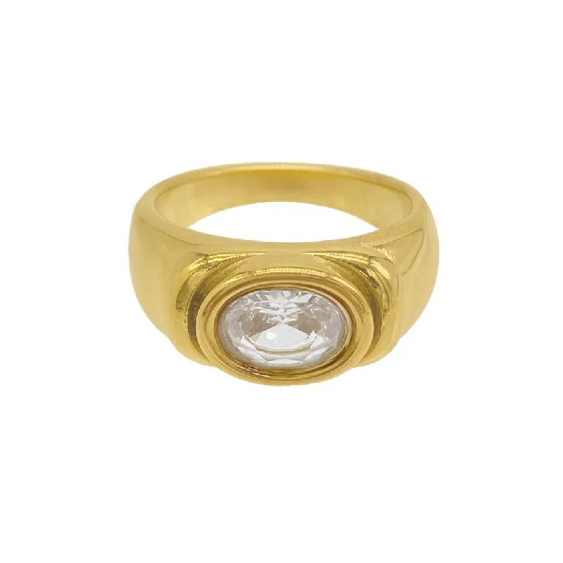 women’s statement rings-14k Gold Plated Crystal Ring