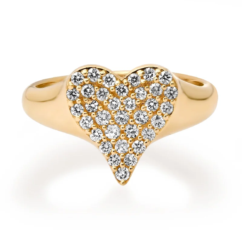 women’s unique rings-Heroic Pave Diamond Heart Ring