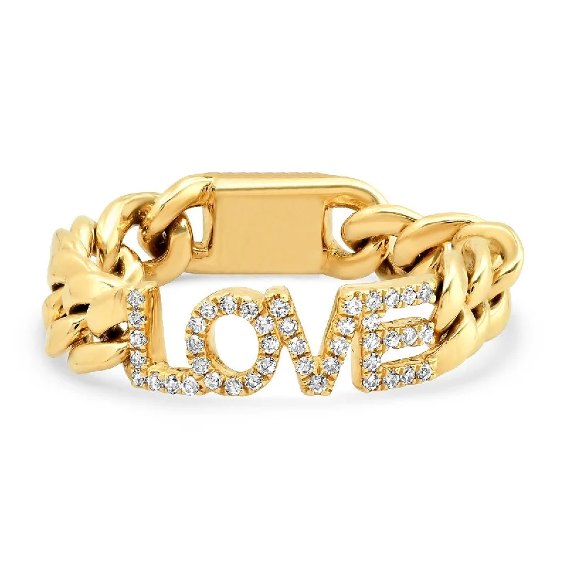 women’s vintage wedding rings-Chunky Chain Love Ring