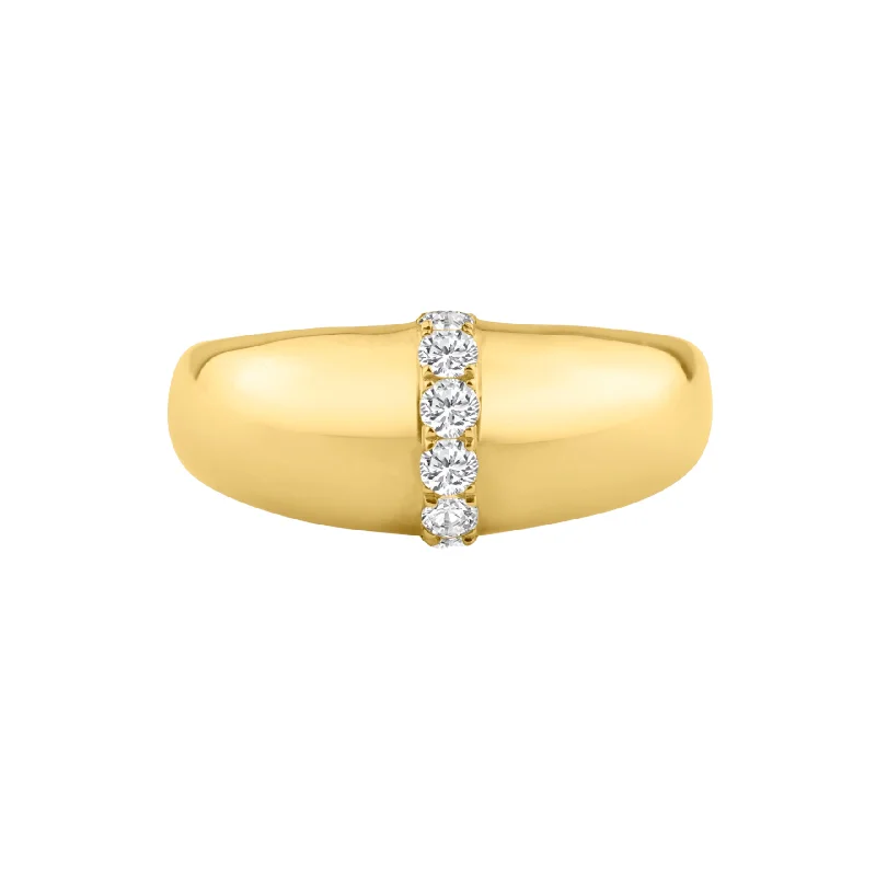 women’s gemstone engagement rings-Domed & Diamond Stacking Ring