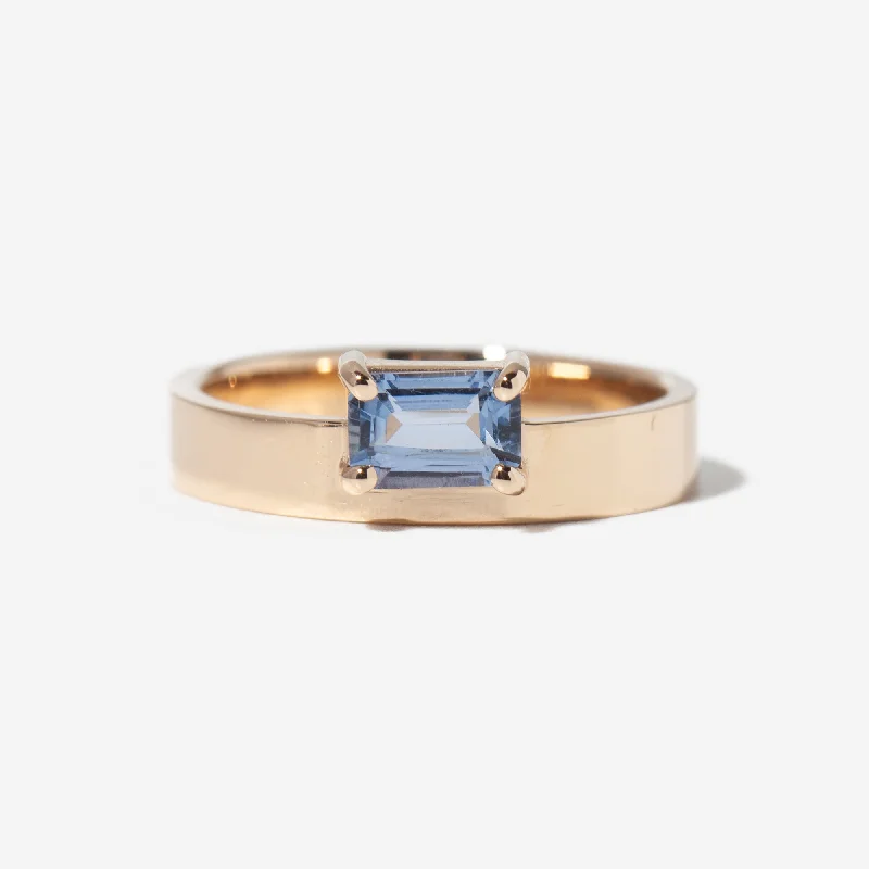 women’s antique rings-Medium Emerald Cut Blue Sapphire Monolith Ring