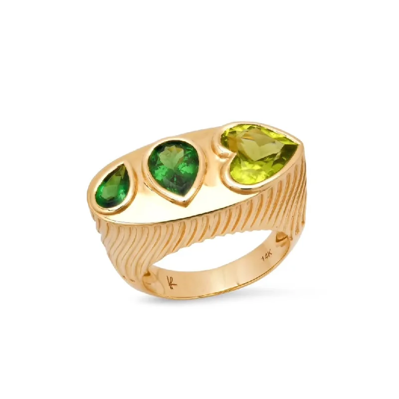 women’s gemstone rings-Ripple Mixed Shape Gemstone Statement Ring