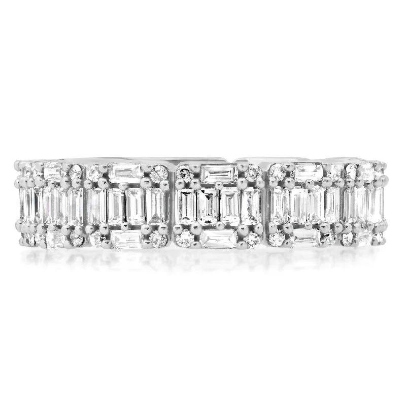 women’s wedding bands-Diamond Baguette Illusion Eternity Band Ring