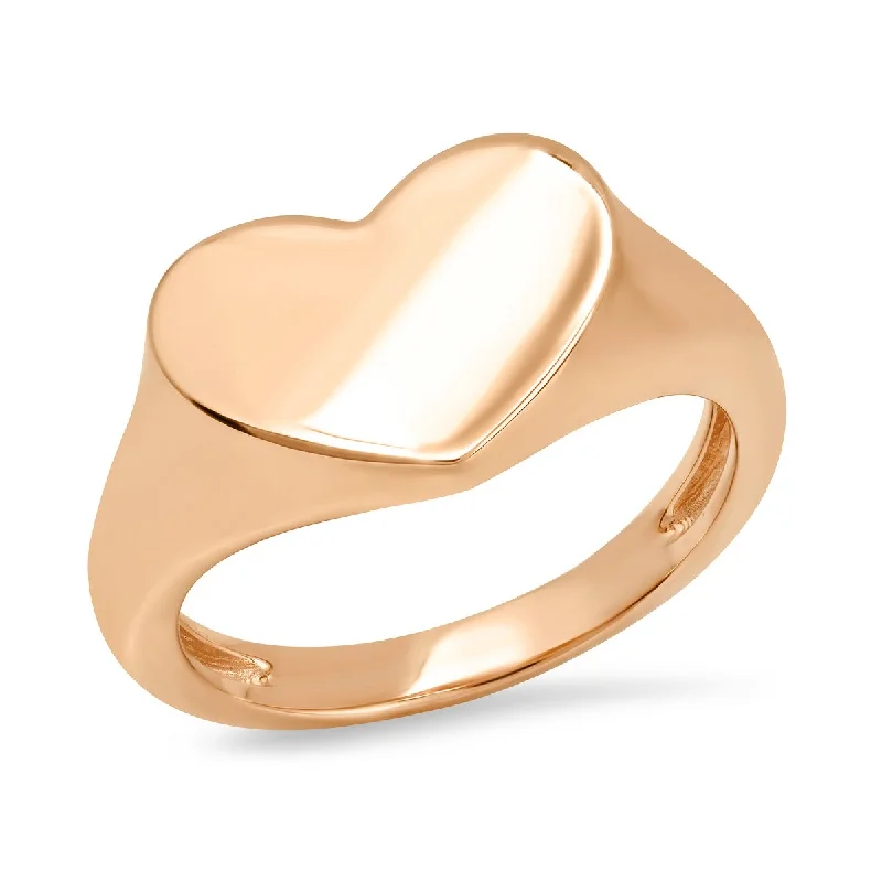 women’s bridal rings-Gold Smushed Heart Pinky Ring