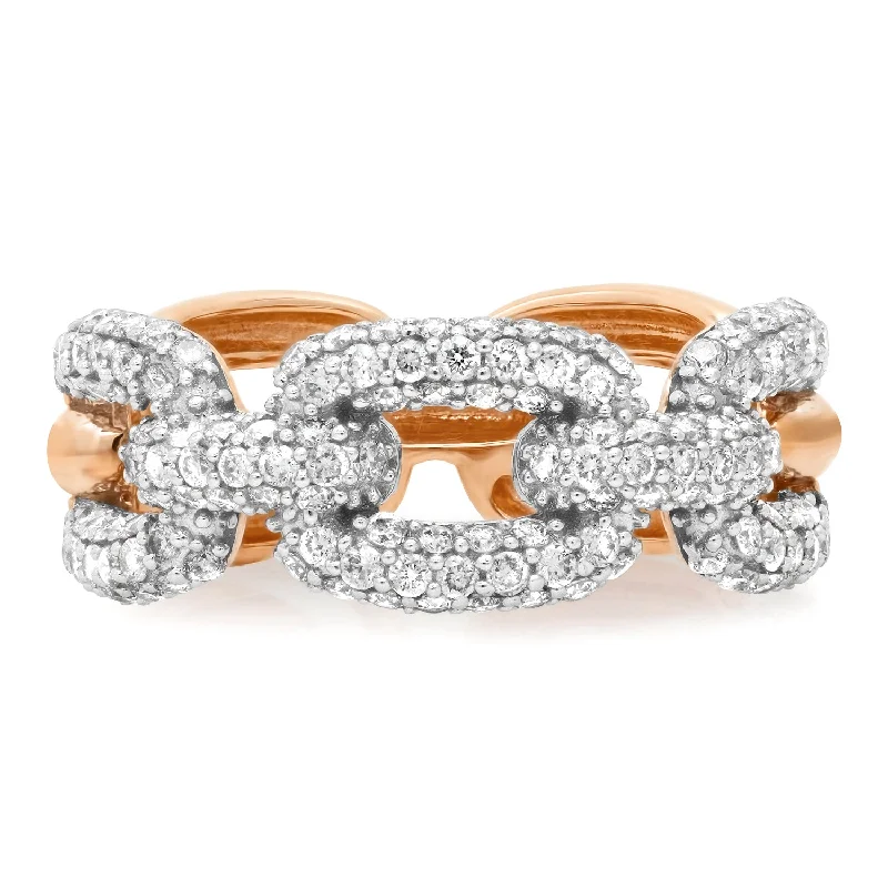 women’s eternity rings-Gold & Diamond Lady Link Chain Ring