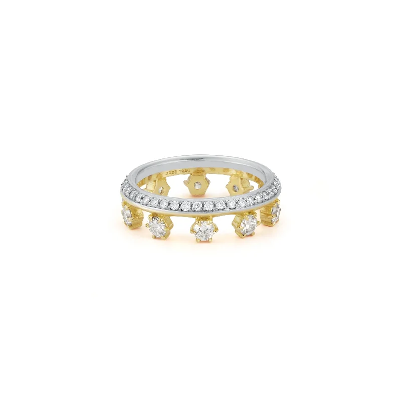 women’s moonstone rings-Hanging Two-Tone Kismet Band