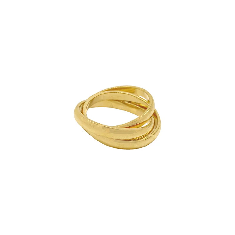 women’s stackable rings-Tarnish Resistant 14k Gold Plated Interlocking Rings