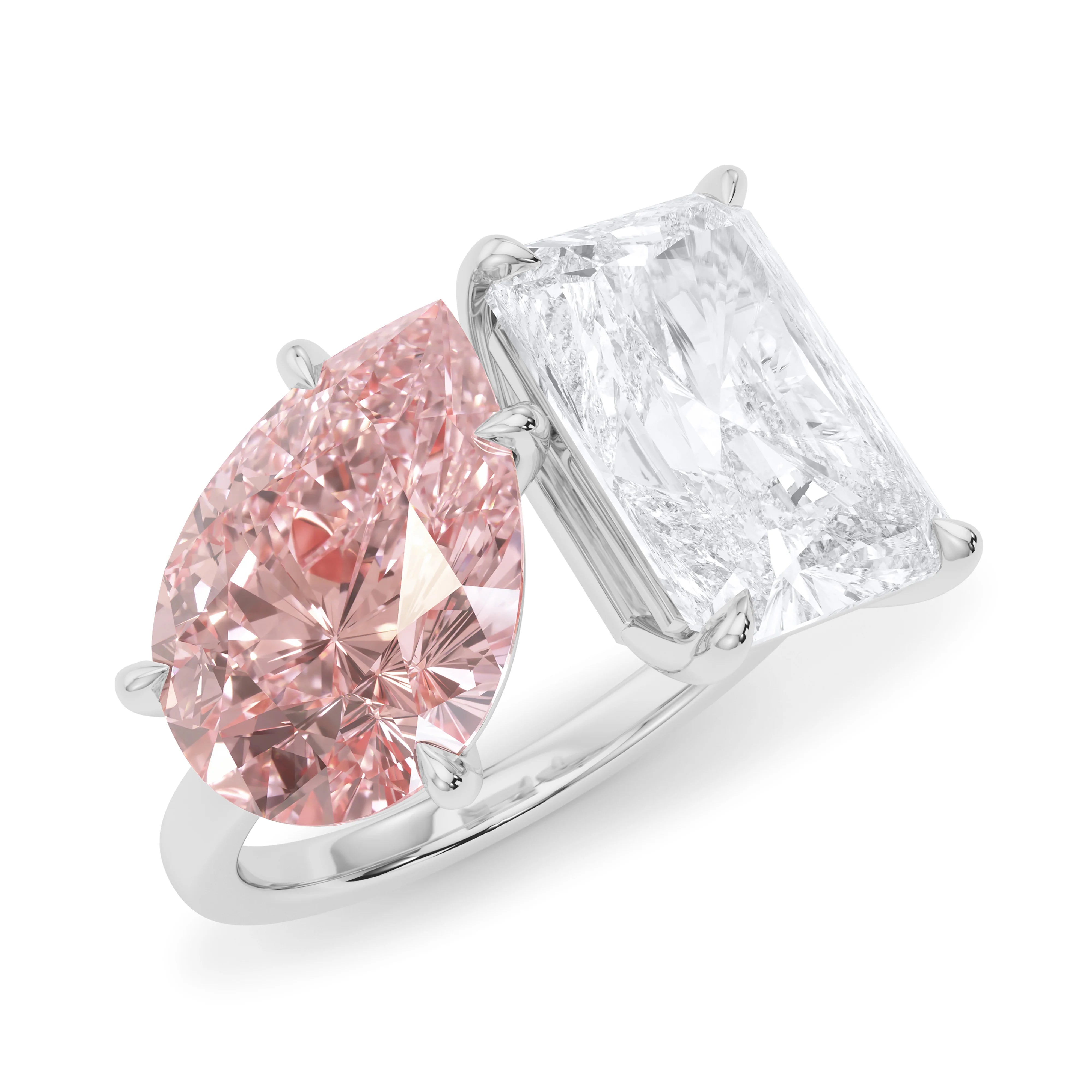 women’s classic diamond rings-Toi & Moi Pink & White Lab Grown Diamond Ring