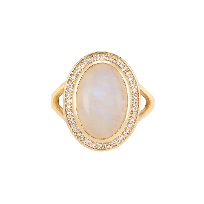 engagement rings for women-14k Gold Vermeil Moonstone Halo Ring